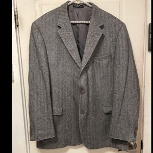 VTG Gianfranco Ruffini Jacket Mens 48L Gray Herringbone Blazer Camel Hair Blend